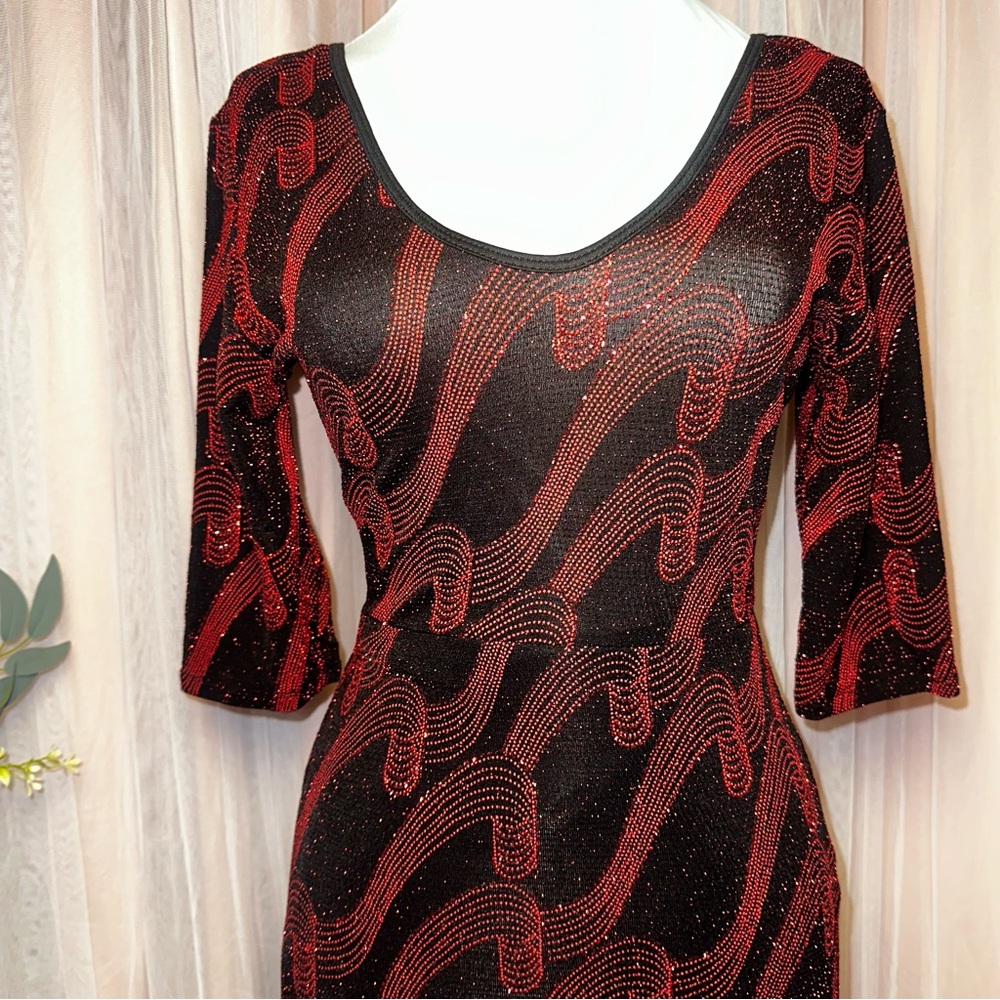 Fredes Black and Red Sparkly Dress